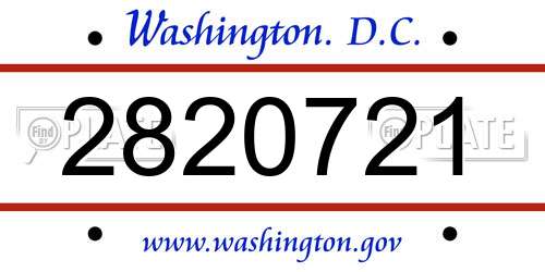 2820721 District Of Columbia License Plate