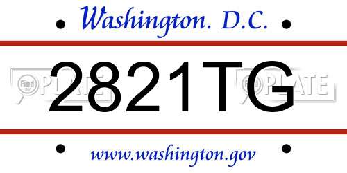 2821TG District Of Columbia License Plate