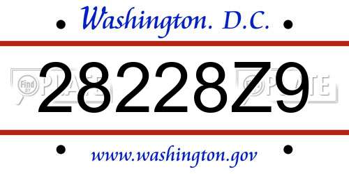 28228Z9 District Of Columbia License Plate