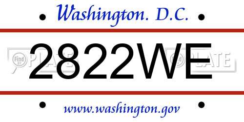 2822WE District Of Columbia License Plate