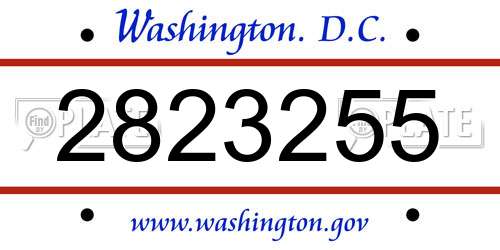 2823255 District Of Columbia License Plate