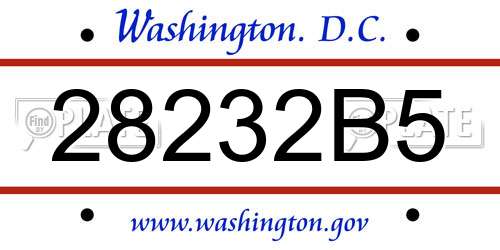 28232B5 District Of Columbia License Plate