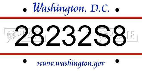 28232S8 District Of Columbia License Plate