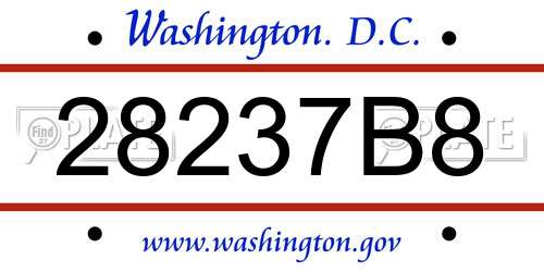 28237B8 District Of Columbia License Plate