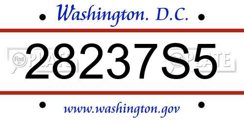 28237S5 District Of Columbia License Plate
