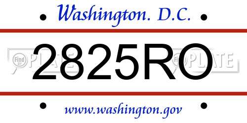 2825RO District Of Columbia License Plate