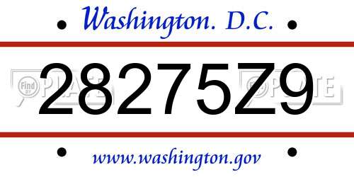 28275Z9 District Of Columbia License Plate