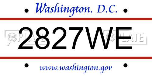 2827WE District Of Columbia License Plate
