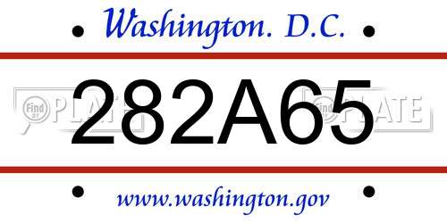 282A65 District Of Columbia License Plate