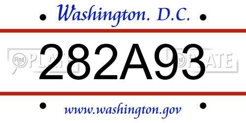 282A93 District Of Columbia License Plate