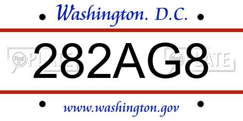 282AG8 District Of Columbia License Plate