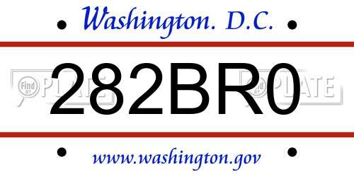 282BR0 District Of Columbia License Plate