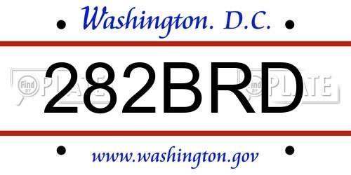 282BRD District Of Columbia License Plate