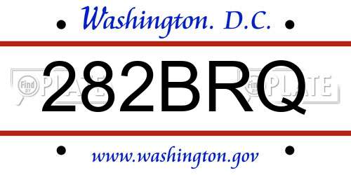 282BRQ District Of Columbia License Plate
