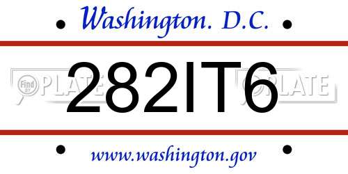 282IT6 District Of Columbia License Plate