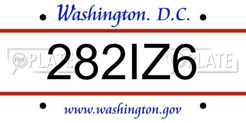 282IZ6 District Of Columbia License Plate