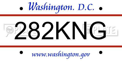 282KNG District Of Columbia License Plate