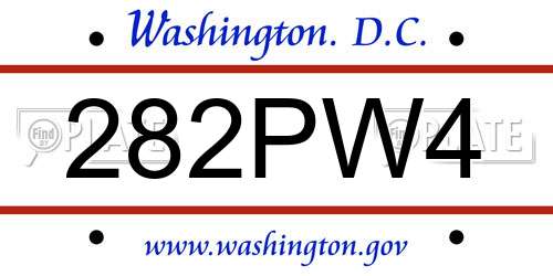 282PW4 District Of Columbia License Plate