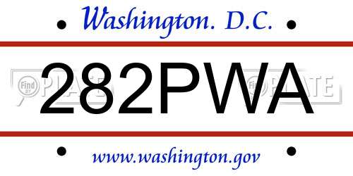 282PWA District Of Columbia License Plate