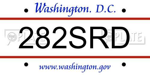 282SRD District Of Columbia License Plate