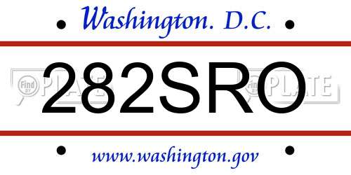 282SRO District Of Columbia License Plate