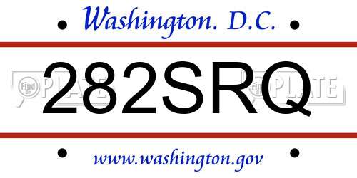 282SRQ District Of Columbia License Plate