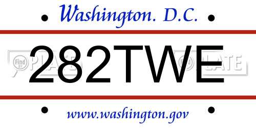 282TWE District Of Columbia License Plate