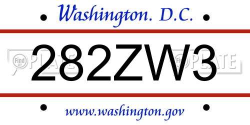 282ZW3 District Of Columbia License Plate