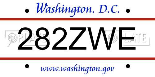 282ZWE District Of Columbia License Plate