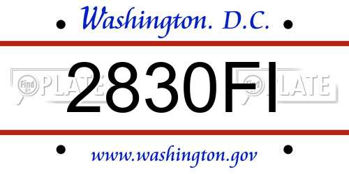 2830FI District Of Columbia License Plate