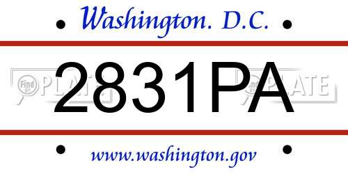 2831PA District Of Columbia License Plate