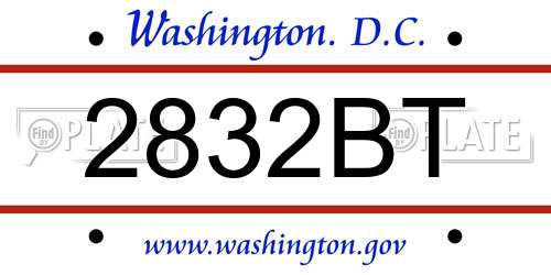 2832BT District Of Columbia License Plate