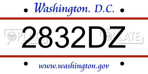 2832DZ District Of Columbia License Plate
