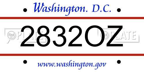 2832OZ District Of Columbia License Plate