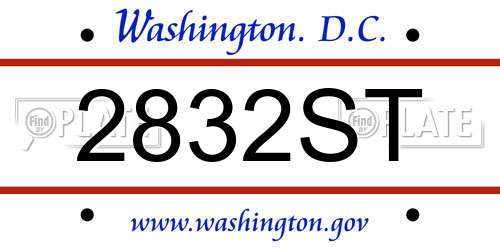 2832ST District Of Columbia License Plate