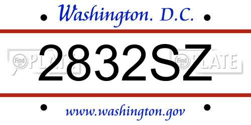2832SZ District Of Columbia License Plate