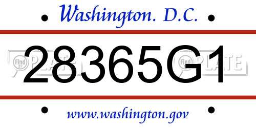 28365G1 District Of Columbia License Plate