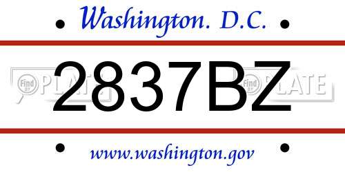 2837BZ District Of Columbia License Plate