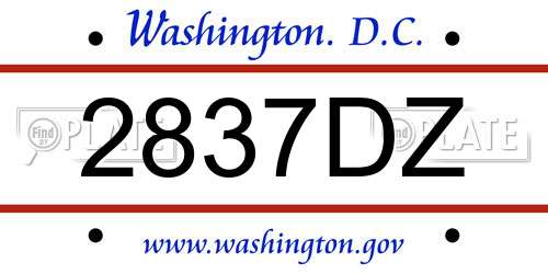 2837DZ District Of Columbia License Plate