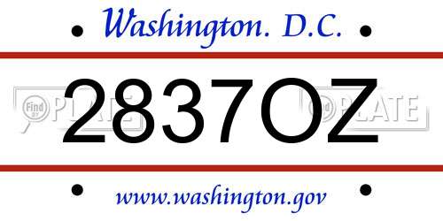 2837OZ District Of Columbia License Plate