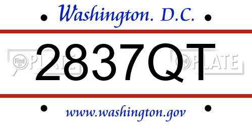 2837QT District Of Columbia License Plate