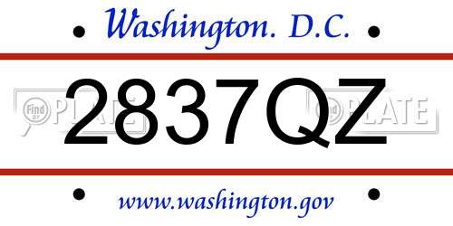 2837QZ District Of Columbia License Plate