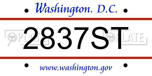 2837ST District Of Columbia License Plate