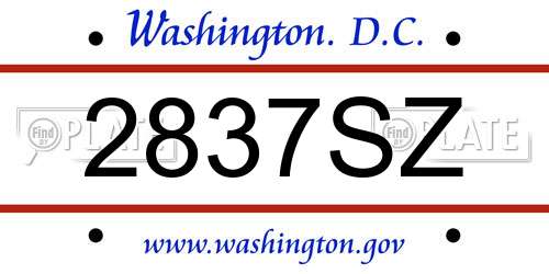2837SZ District Of Columbia License Plate