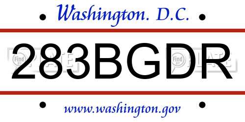 283BGDR District Of Columbia License Plate