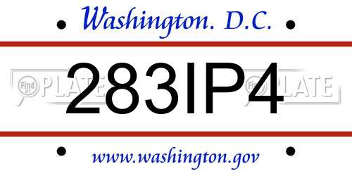 283IP4 District Of Columbia License Plate