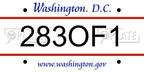 283OF1 District Of Columbia License Plate