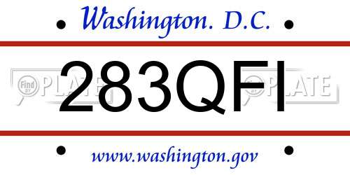 283QFI District Of Columbia License Plate