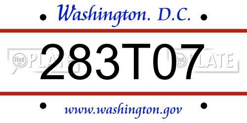 283T07 District Of Columbia License Plate