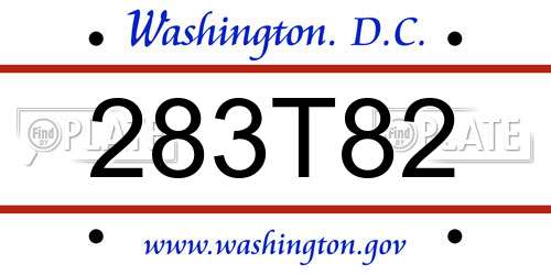 283T82 District Of Columbia License Plate
